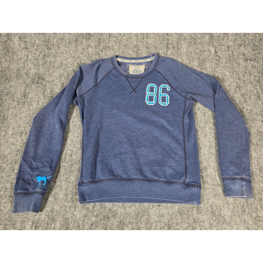 PINK Sweatshirt Womens Medium Blue Victorias Secret University 86 Pullover